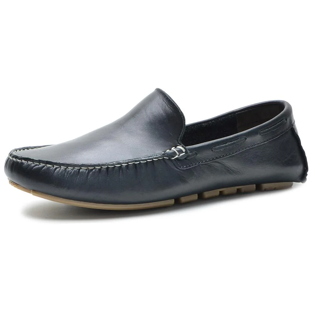 Mocassim Masculino Sapato Couro Casual Confortável Clássico Preto 5