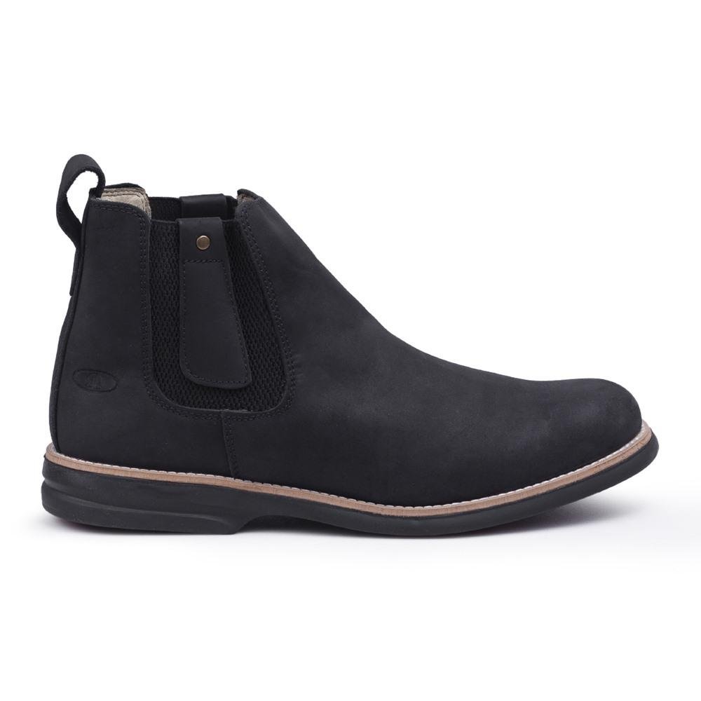 Bota Chelsea Masculina Couro Cano Curto Elástico Confortável Preto 1