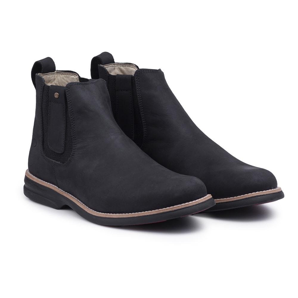 Bota Chelsea Masculina Couro Cano Curto Elástico Confortável Preto 2