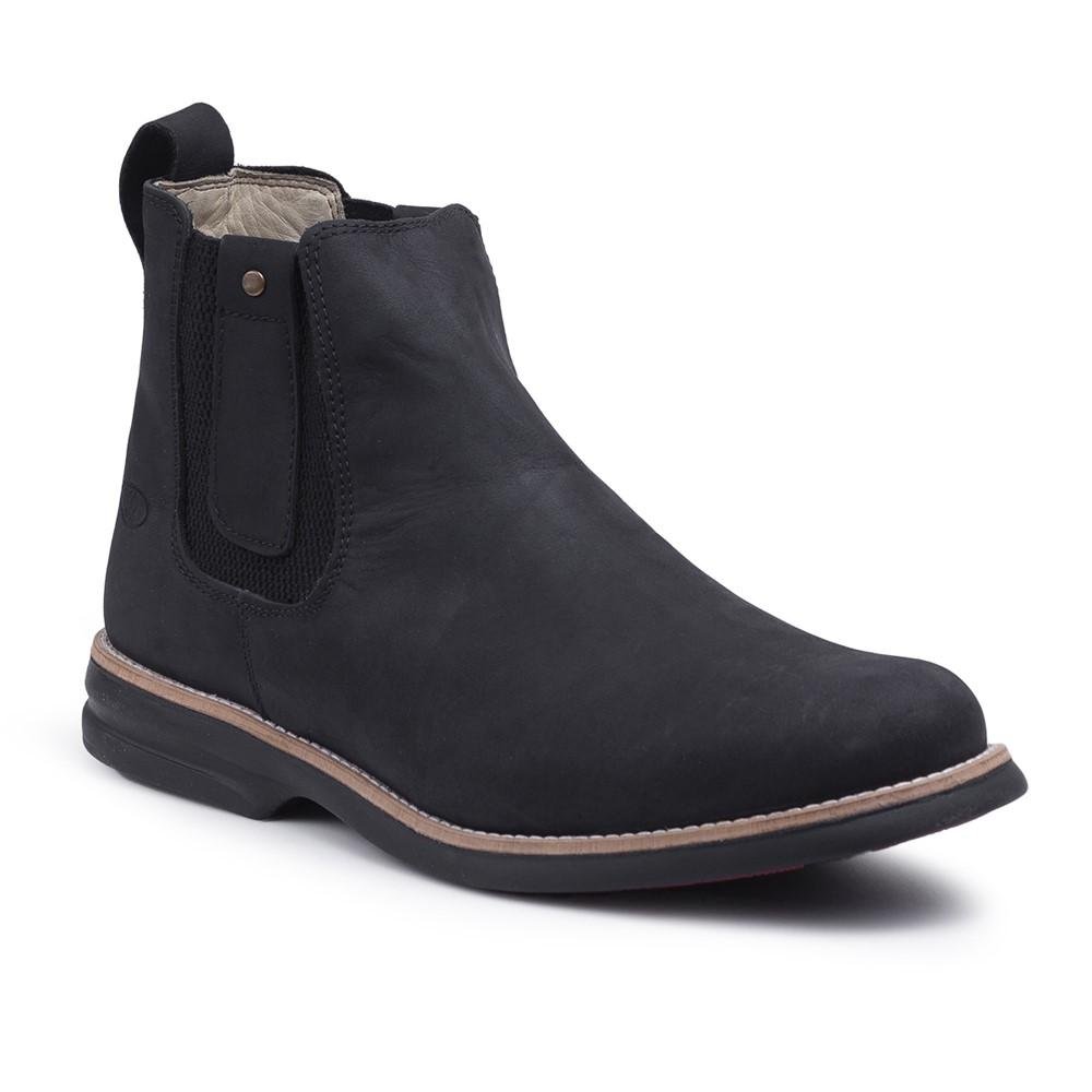 Bota Chelsea Masculina Couro Cano Curto Elástico Confortável Preto 3