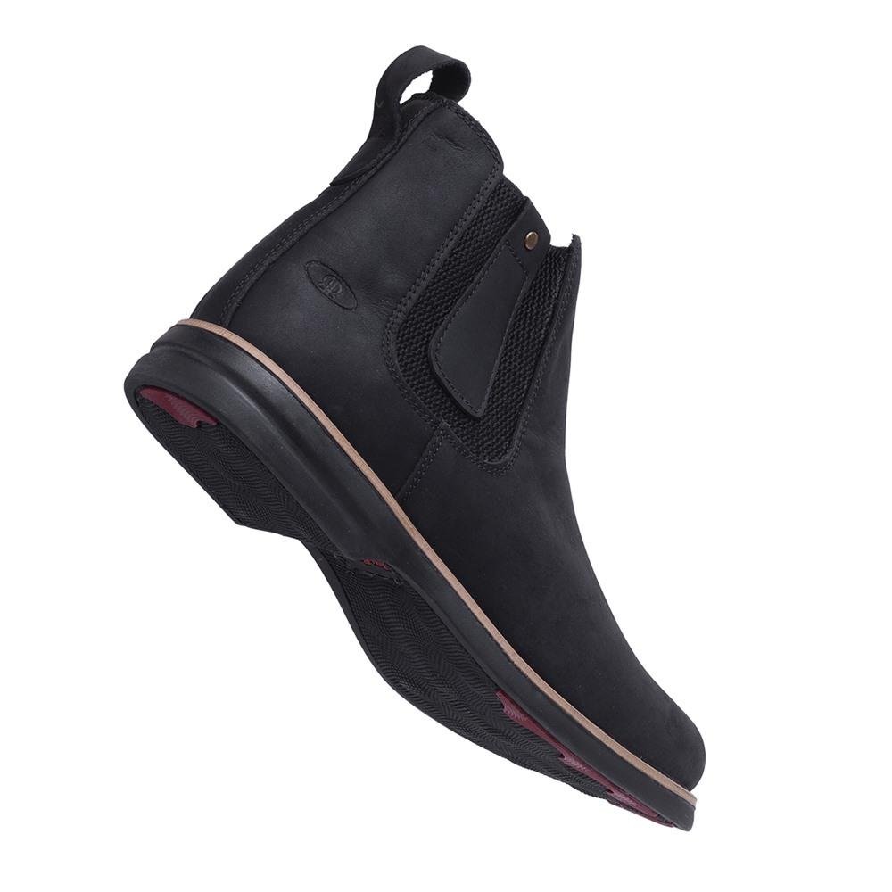 Bota Chelsea Masculina Couro Cano Curto Elástico Confortável Preto 4