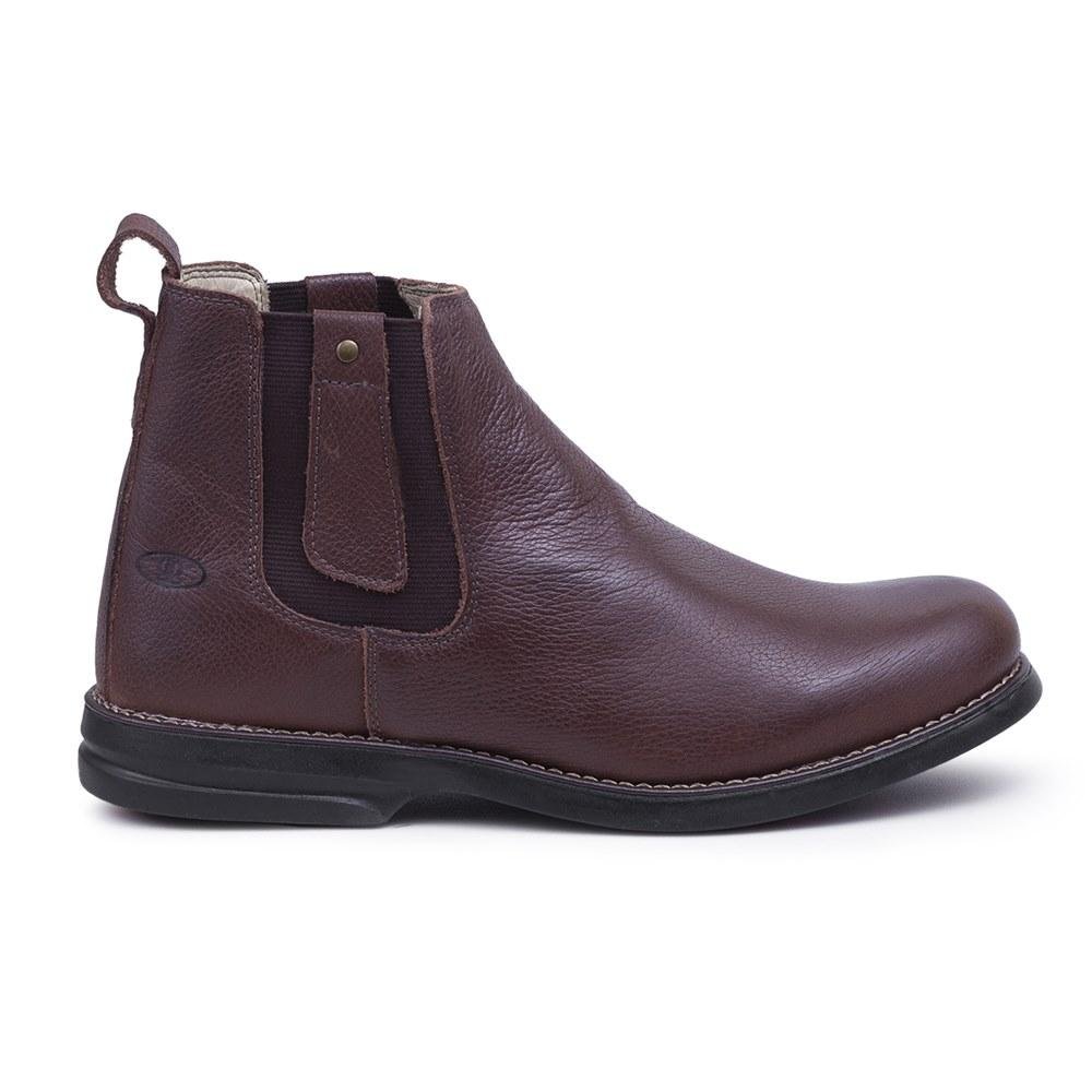 Bota Chelsea Masculina Couro Elástico Cano Curto Confortável Marrom 1