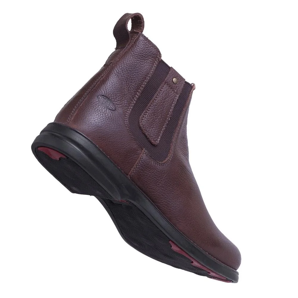 Bota Chelsea Masculina Couro Elástico Cano Curto Confortável Marrom 4