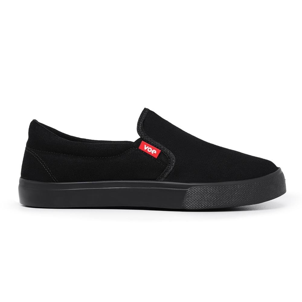 Slip On Masculino Lona Calce Fácil Elástico Confortável Preto 1