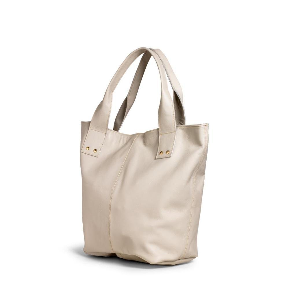 Bolsa Feminina Saco Couro Ombro Botões Estilo Clássica Branco 2