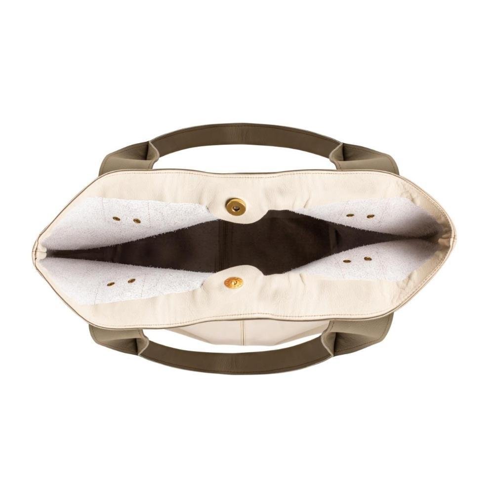 Bolsa Feminina Saco Couro Ombro Botões Estilo Clássica Branco 3