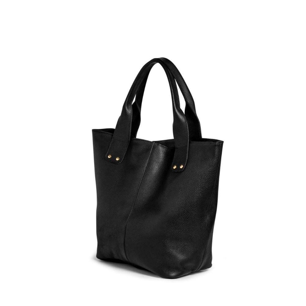 Bolsa Feminina Saco Couro Ombro Botões Estilo Clássica Preto 2