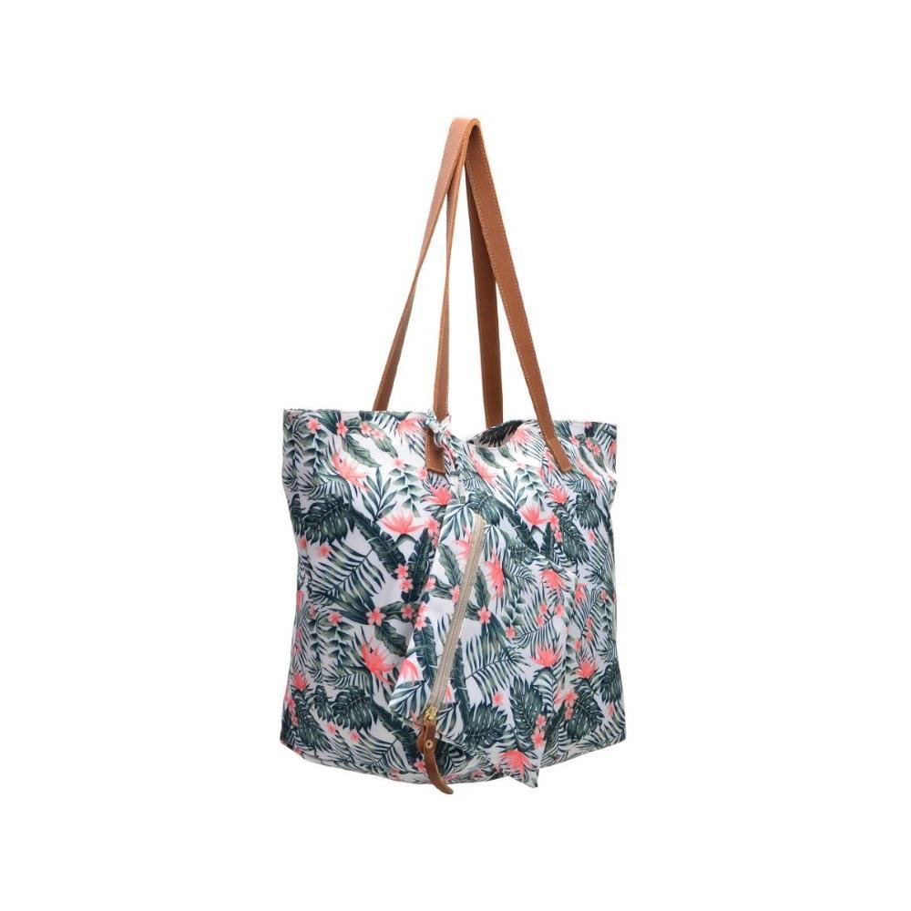 Bolsa Feminina Saco Estampada Floral Zíper + Necessaire Verde 2