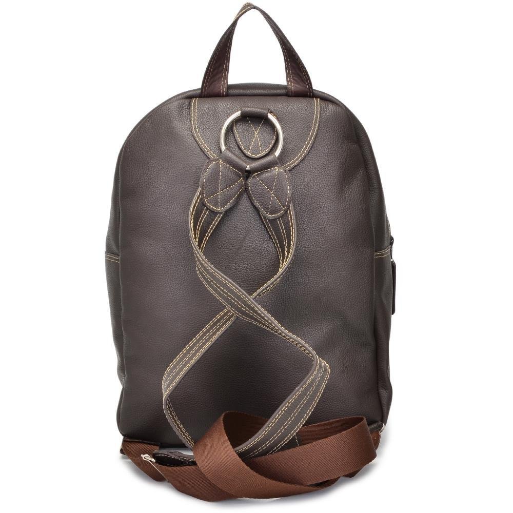 Mochila Masculina Escolar Couro Resistente Moderna Marrom 4