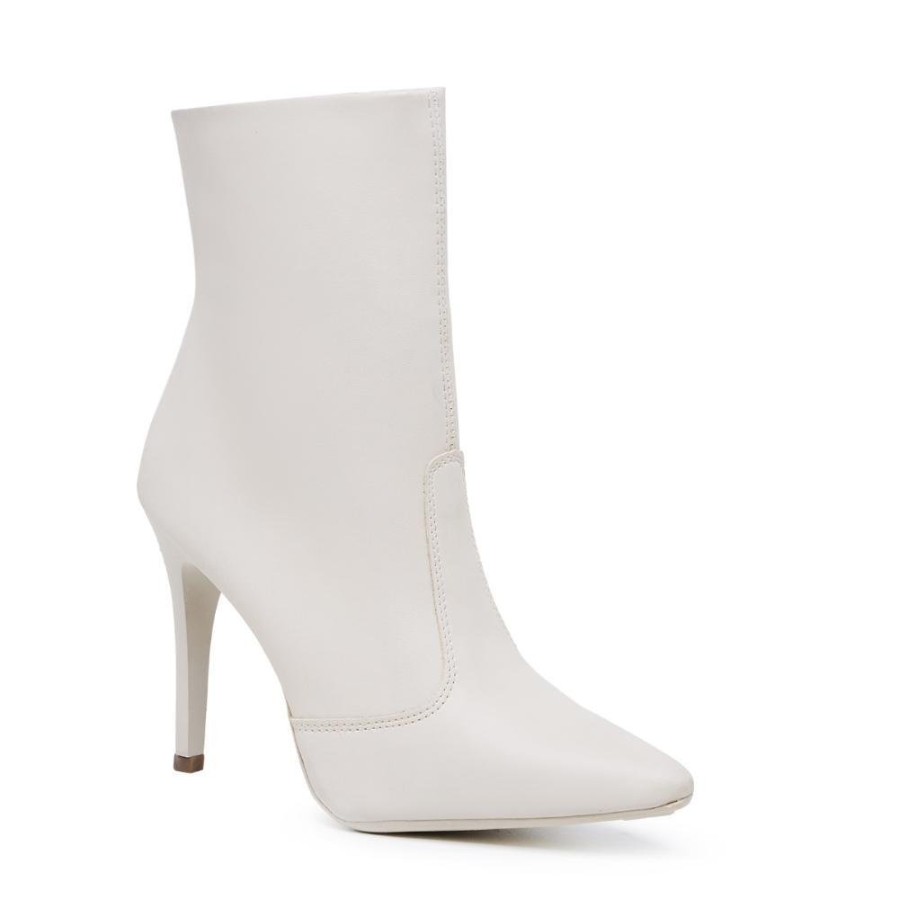 Bota Branca Cano Medio Salto Fino Bota Feminina Cano Curto Salto