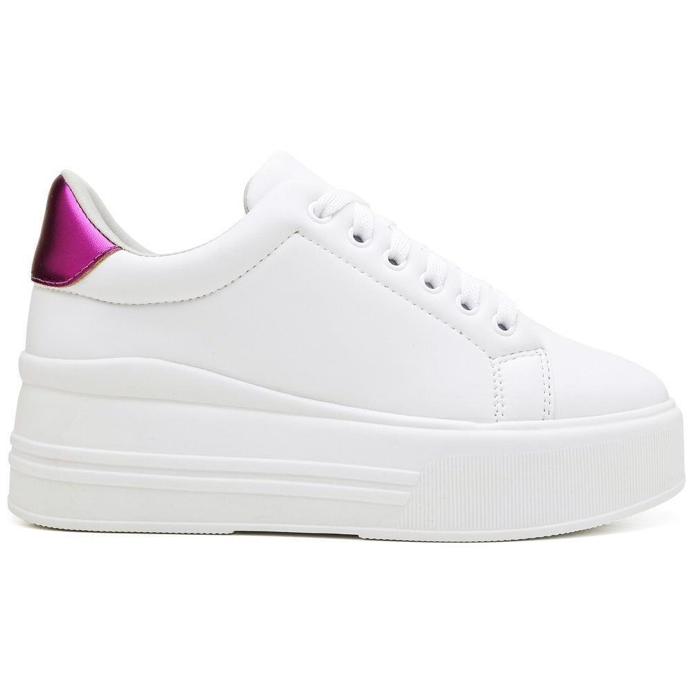 Tênis Casual Feminino Flatform Cano Baixo Conforto Dia a Dia Branco 2