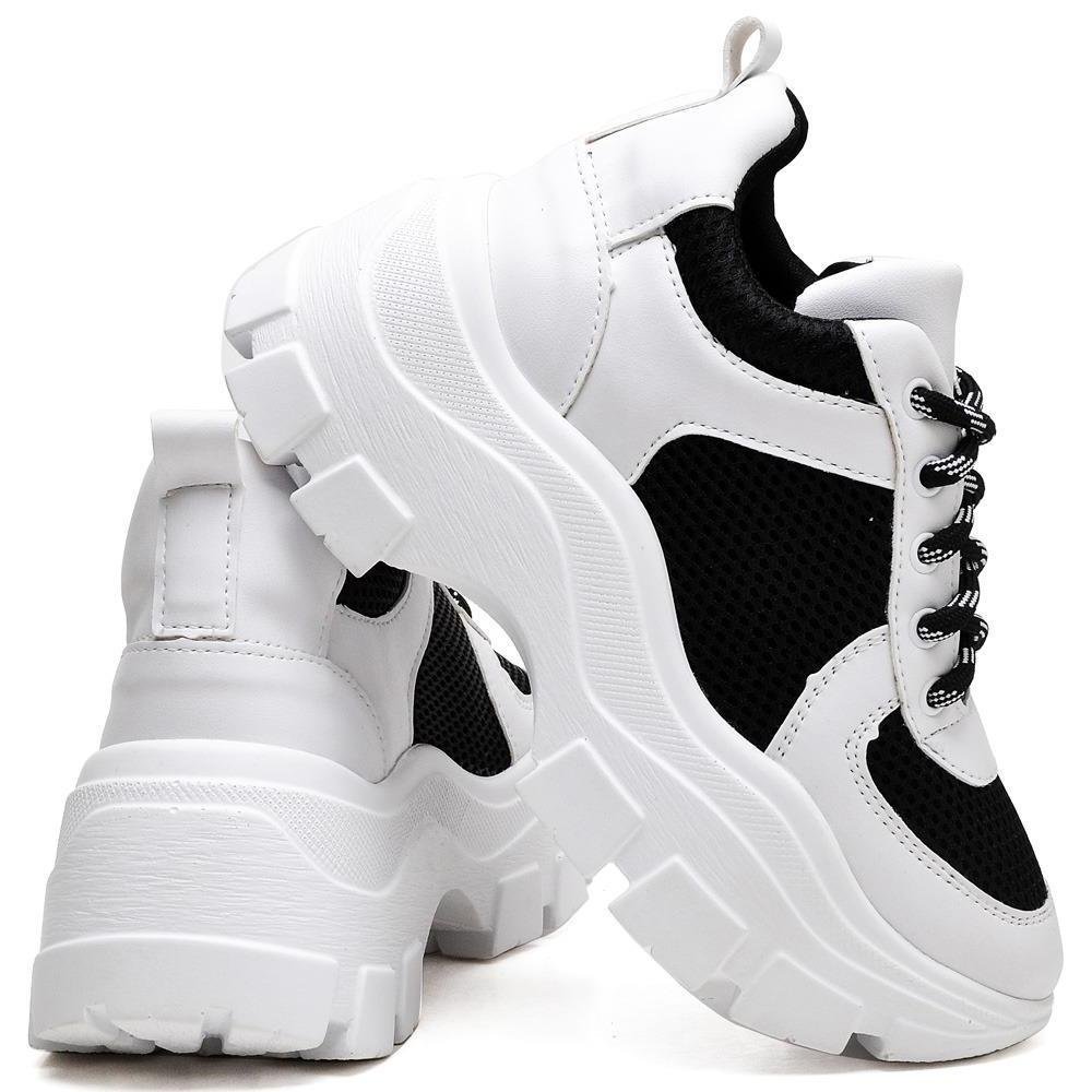 Tênis Chuncky Tratorado Feminino Cano baixo Confortável Branco 3