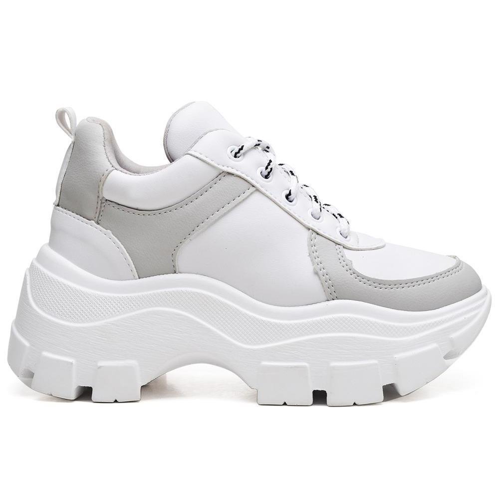 Tênis Chuncky Tratorado Feminino Cano baixo Dia a Dia Branco 2