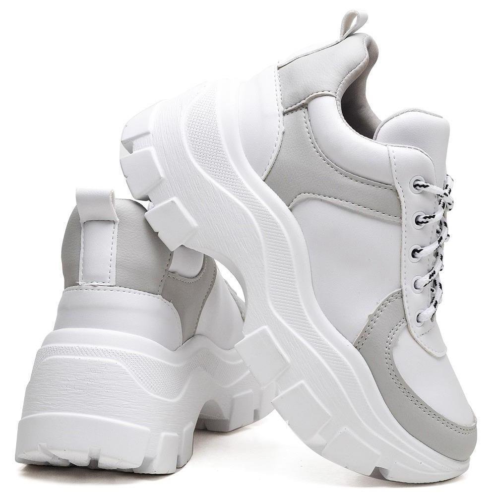 Tênis Chuncky Tratorado Feminino Cano baixo Dia a Dia Branco 3