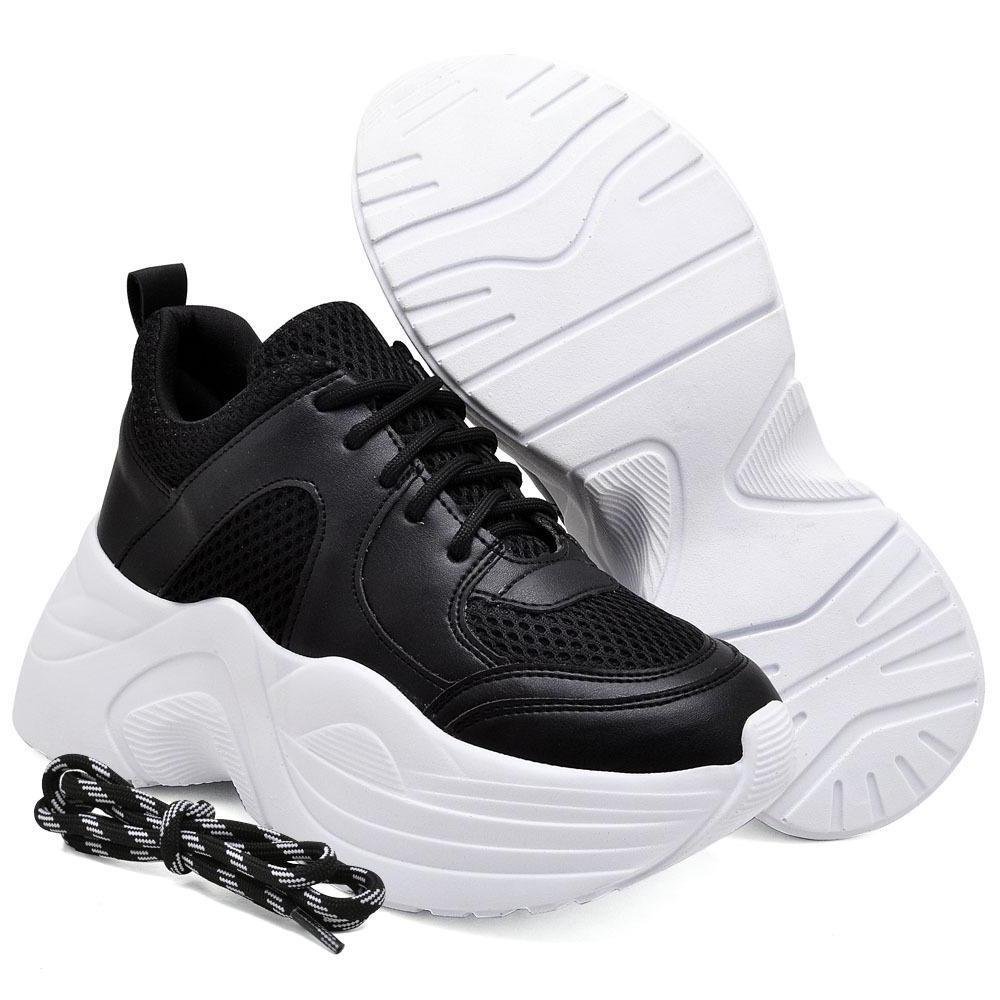 Tênis Chunky Feminino Macio Confortável Preto 4