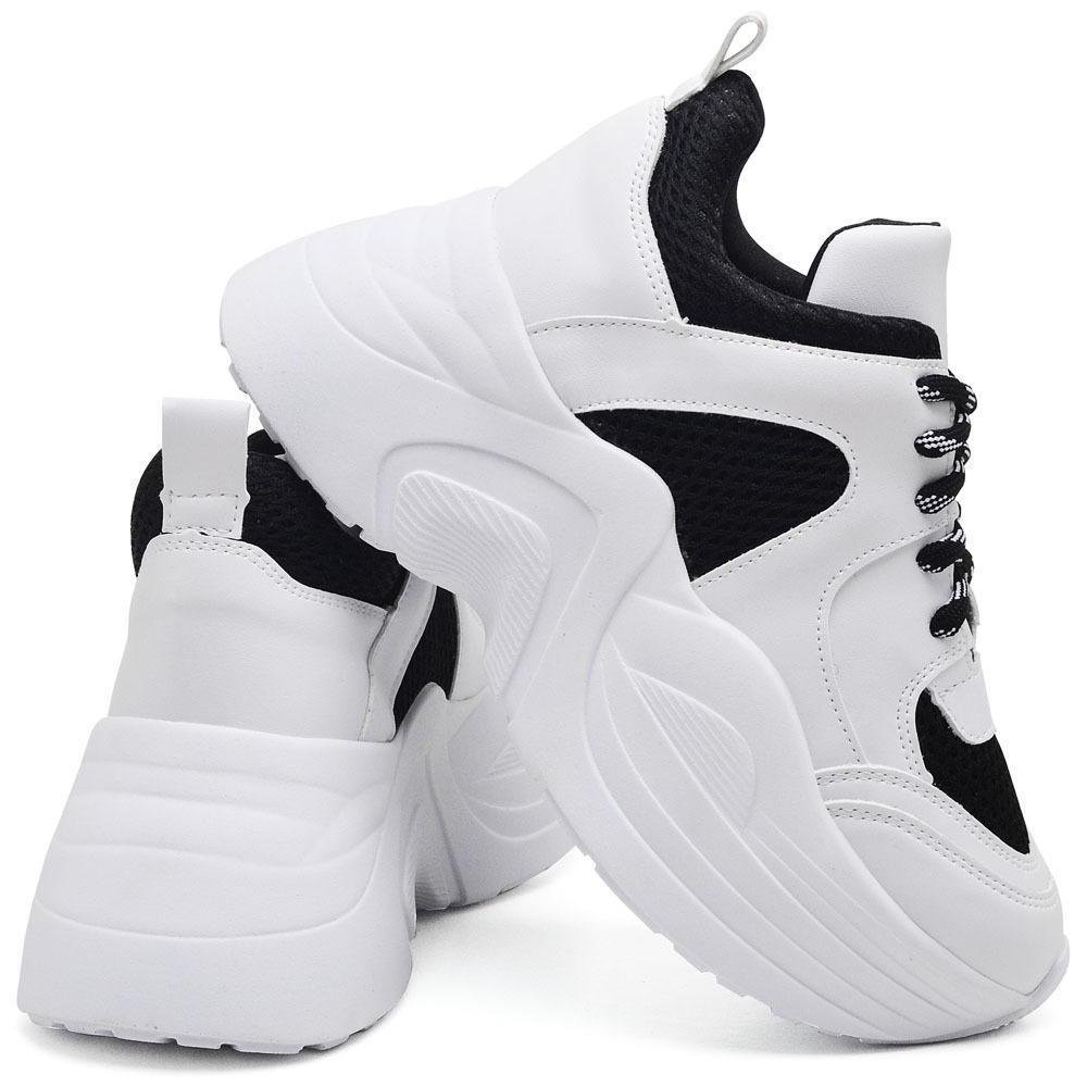 Tênis Chunky Feminino Macio Estilo Versátil Branco 1