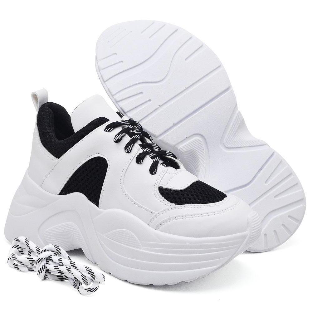 Tênis Chunky Feminino Macio Estilo Versátil Branco 4
