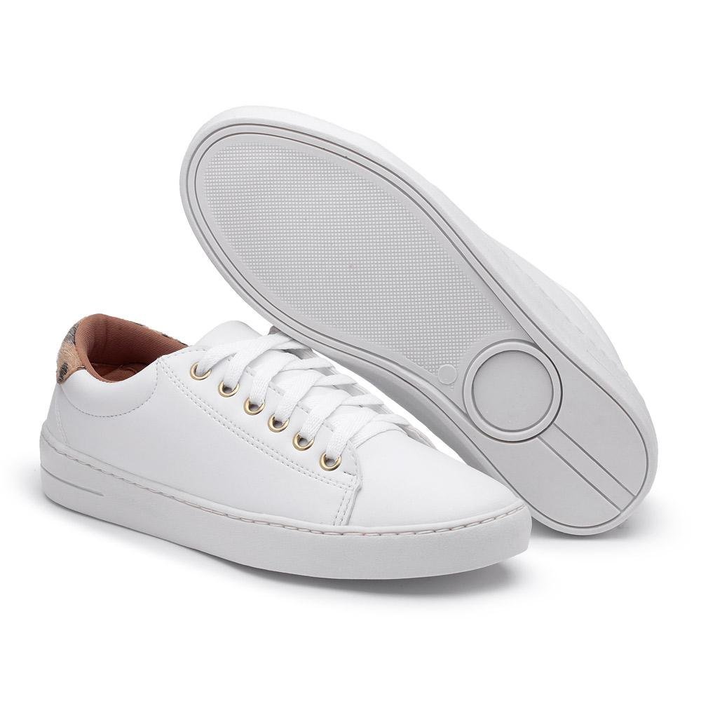 Tênis Feminino Animal Print Cadarço Conforto Casual Branco 3
