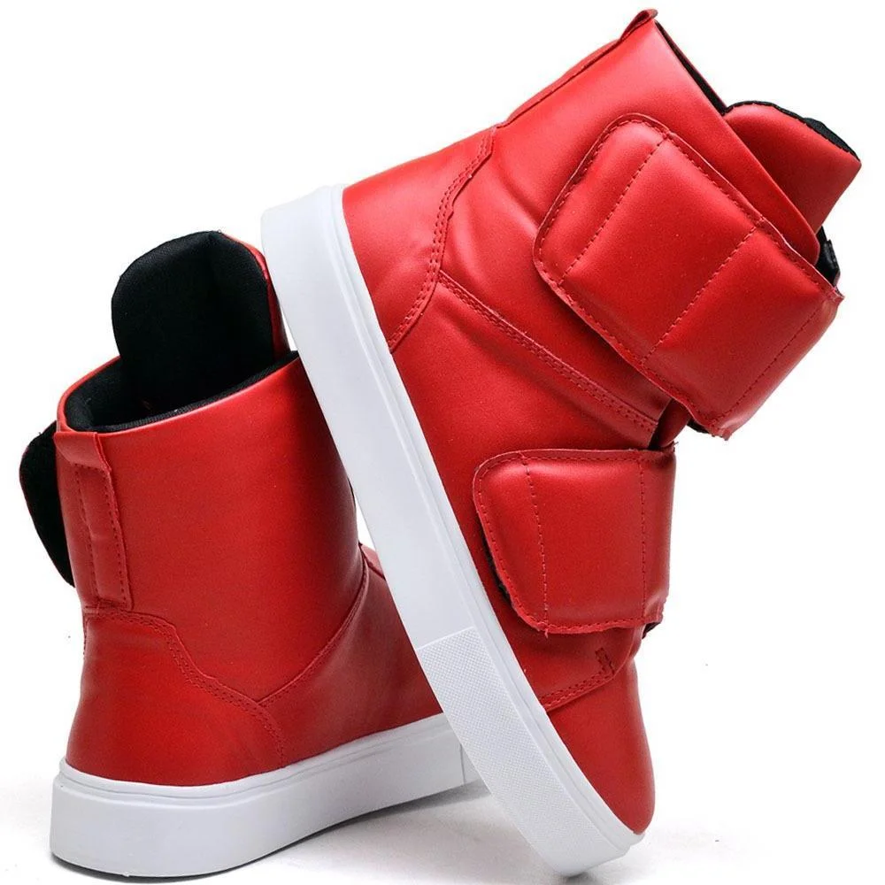 Tênis Feminino Cano Alto Esportivo Tiras Adesivas Conforto Vermelho 3