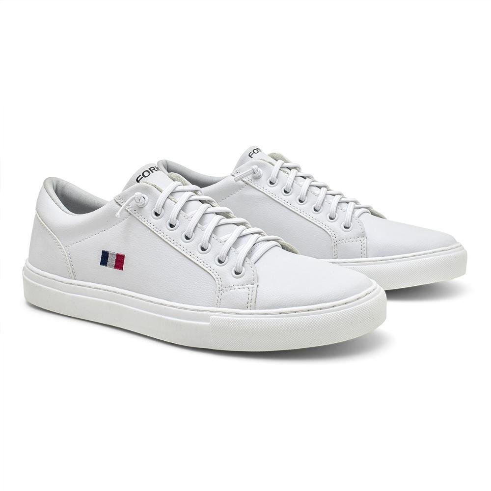 Tênis Masculino Casual Sola Reta Elegante Cadarço Dia a Dia Branco 1