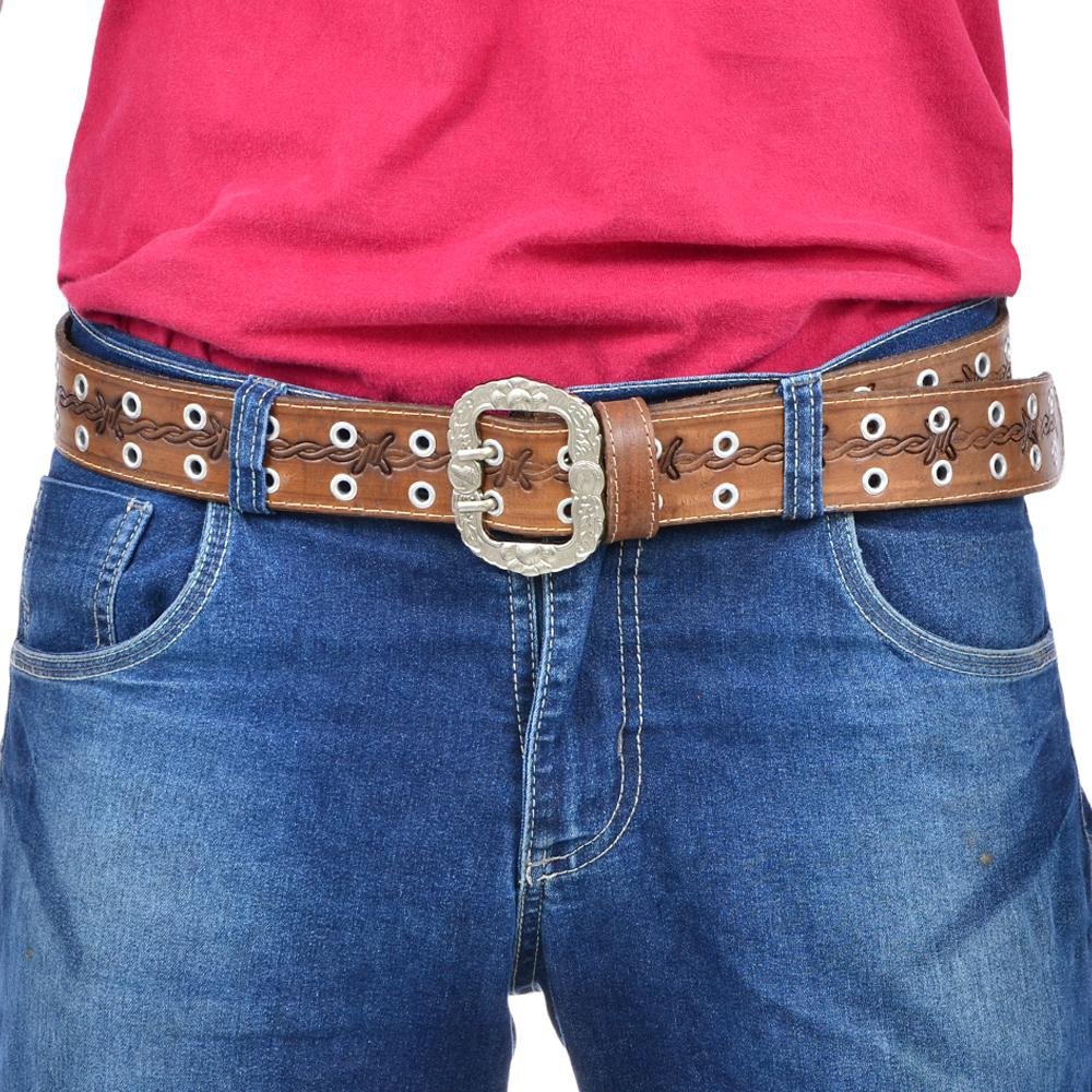 Cinto Masculino Couro Muladeiro Clássico Fivela Fecho Duplo Marrom 2