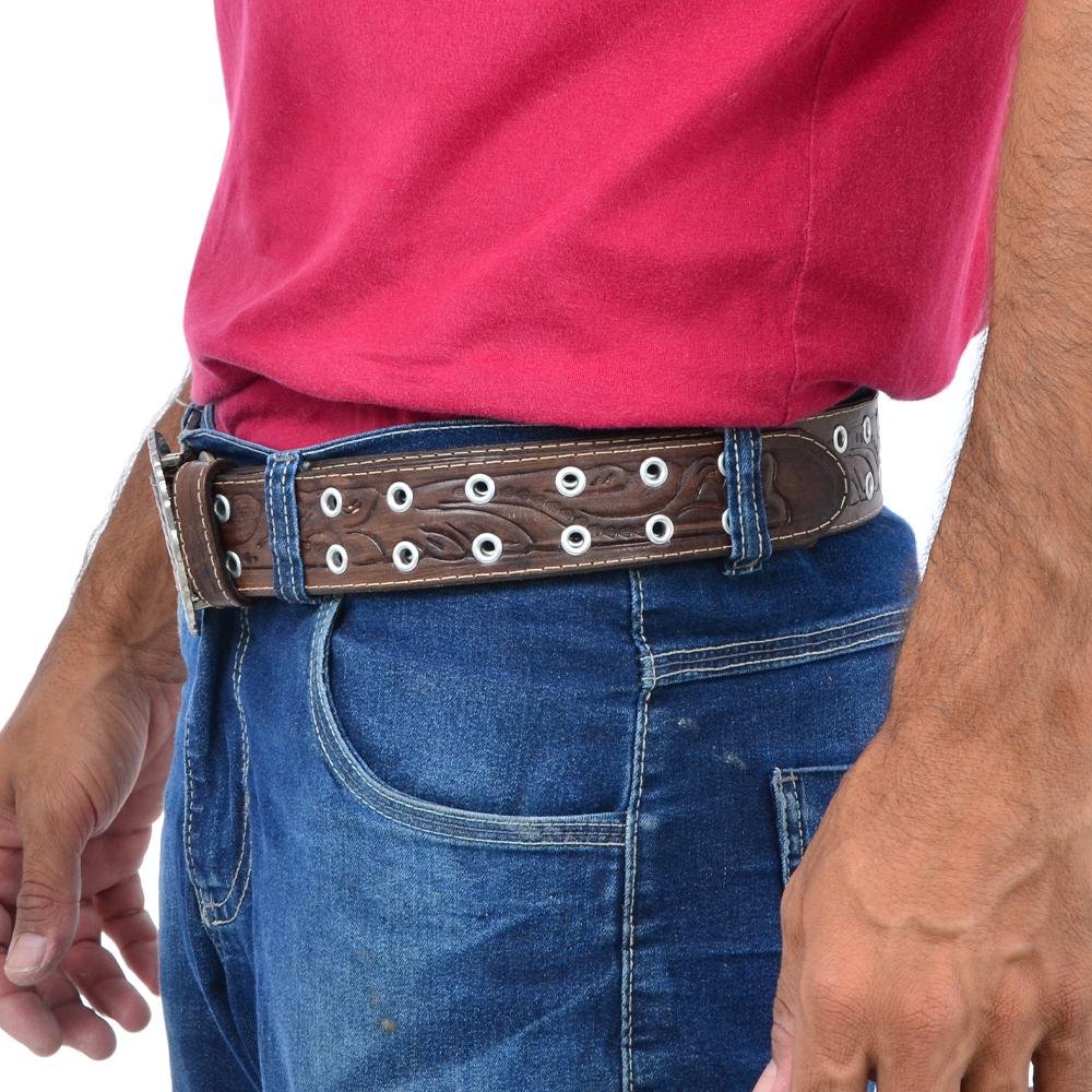 Cinto Masculino Couro Muladeiro Fivela Fecho Duplo Clássico Marrom 4