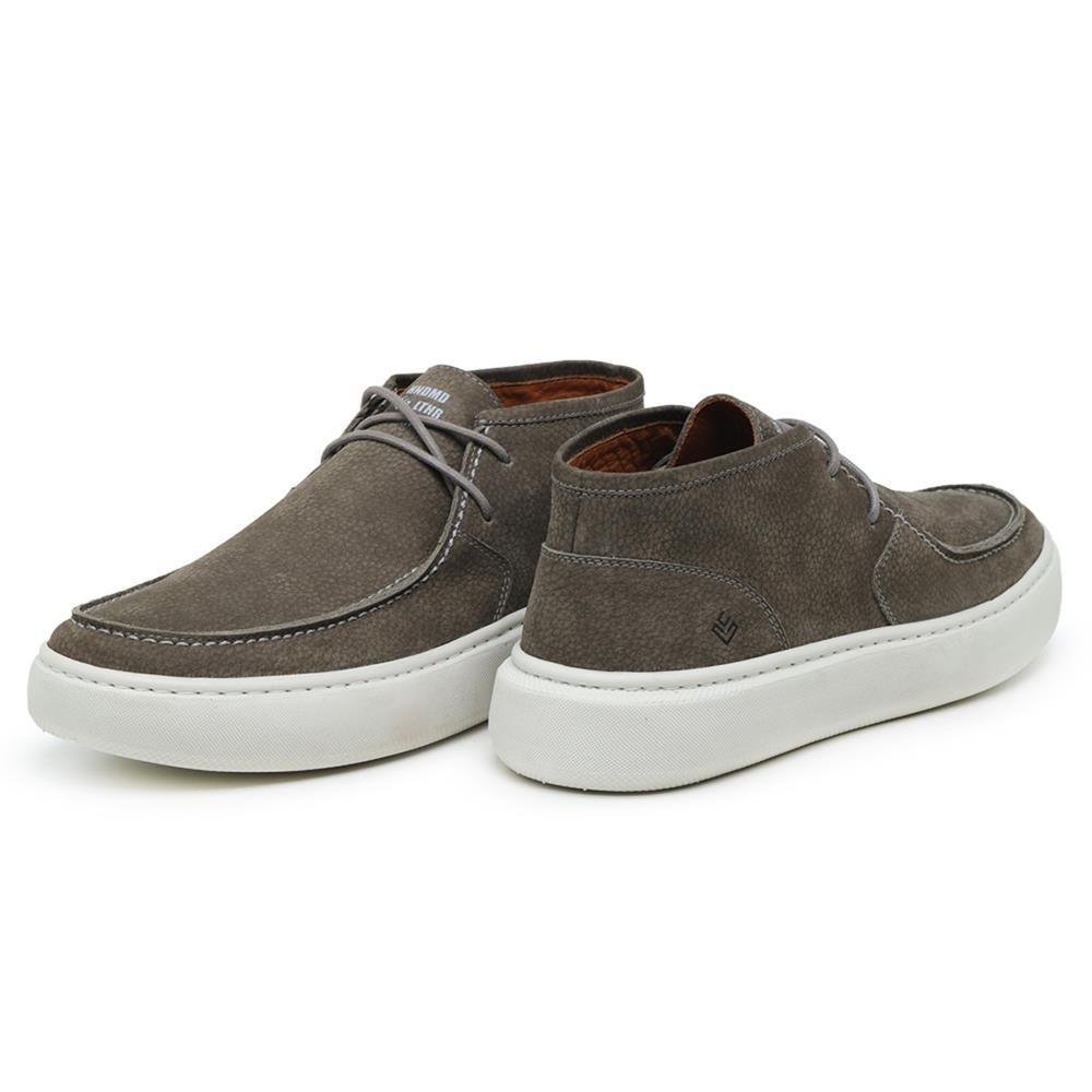 Bota Masculina Couro Cano Baixo Fechamento Elástico Casual Cinza 3