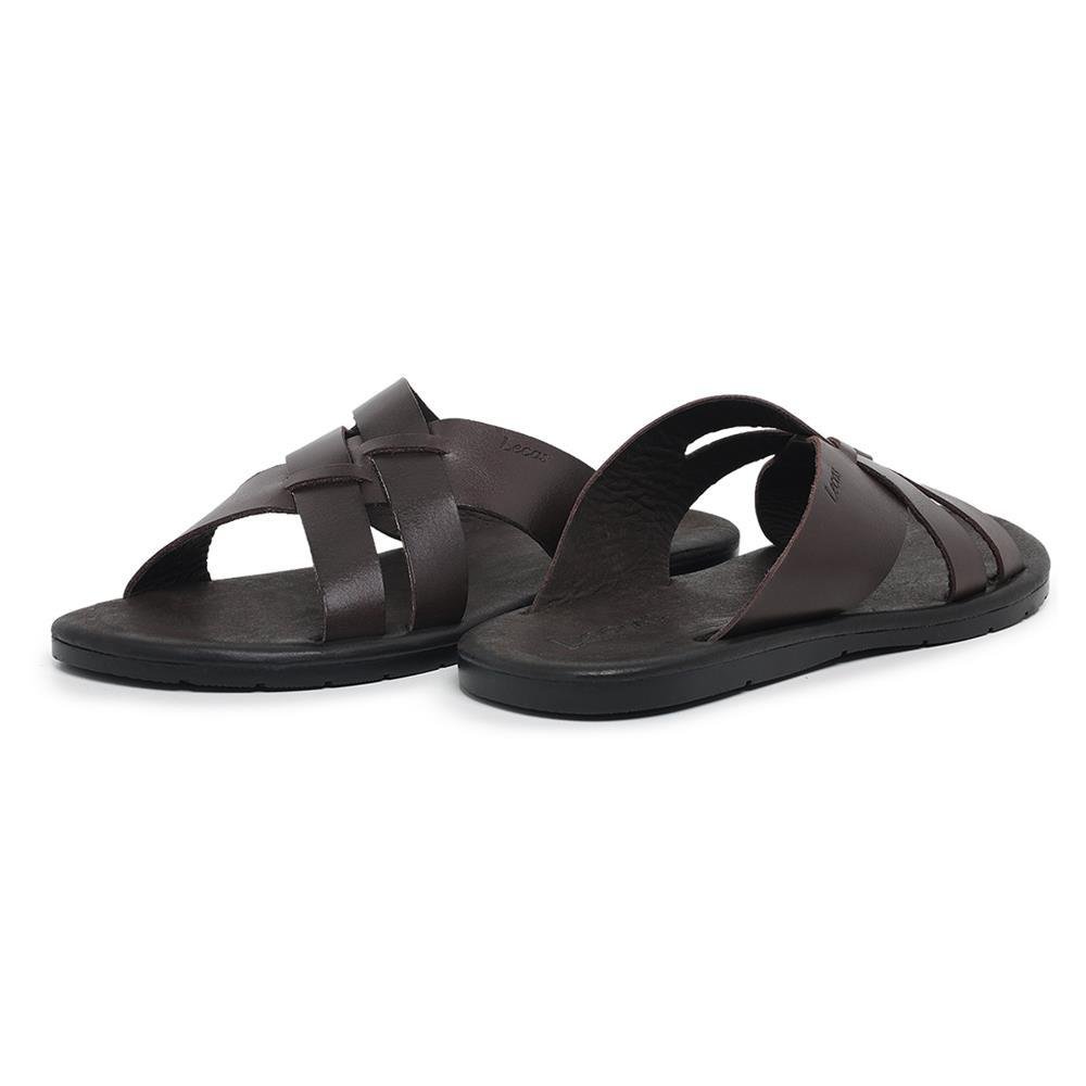 Sandália Masculina Couro Tiras Conforto Moderna Macia Marrom 3