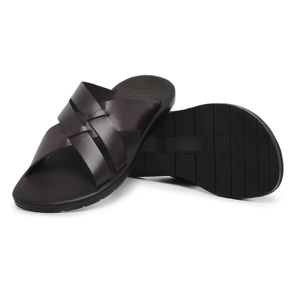 Sandália Masculina Couro Tiras Conforto Moderna Macia Marrom 4