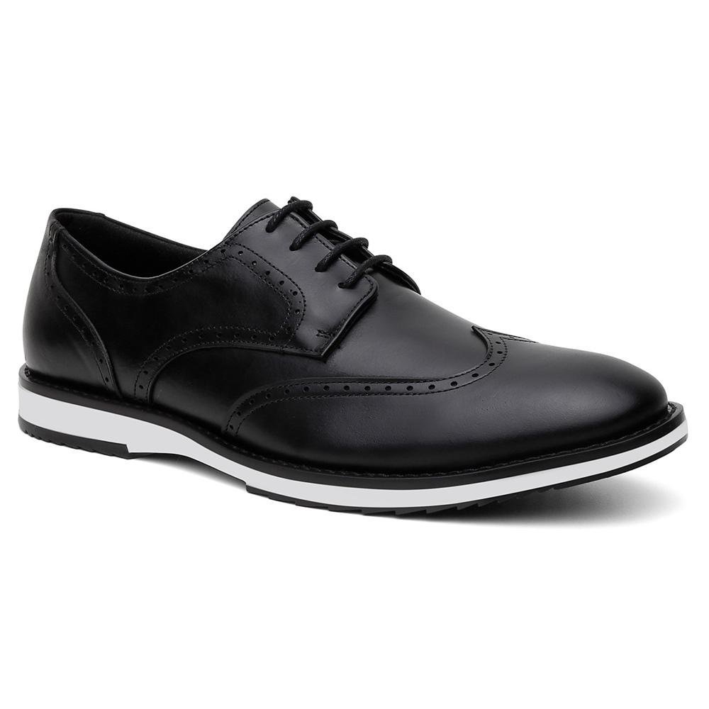 Sapato Masculino Derby Couro Cadarço Brogue Casual Moderno