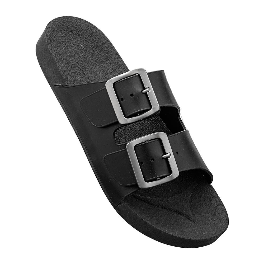 Sandália Papete Feminina Solado Flatform Fivela Conforto Preto 2