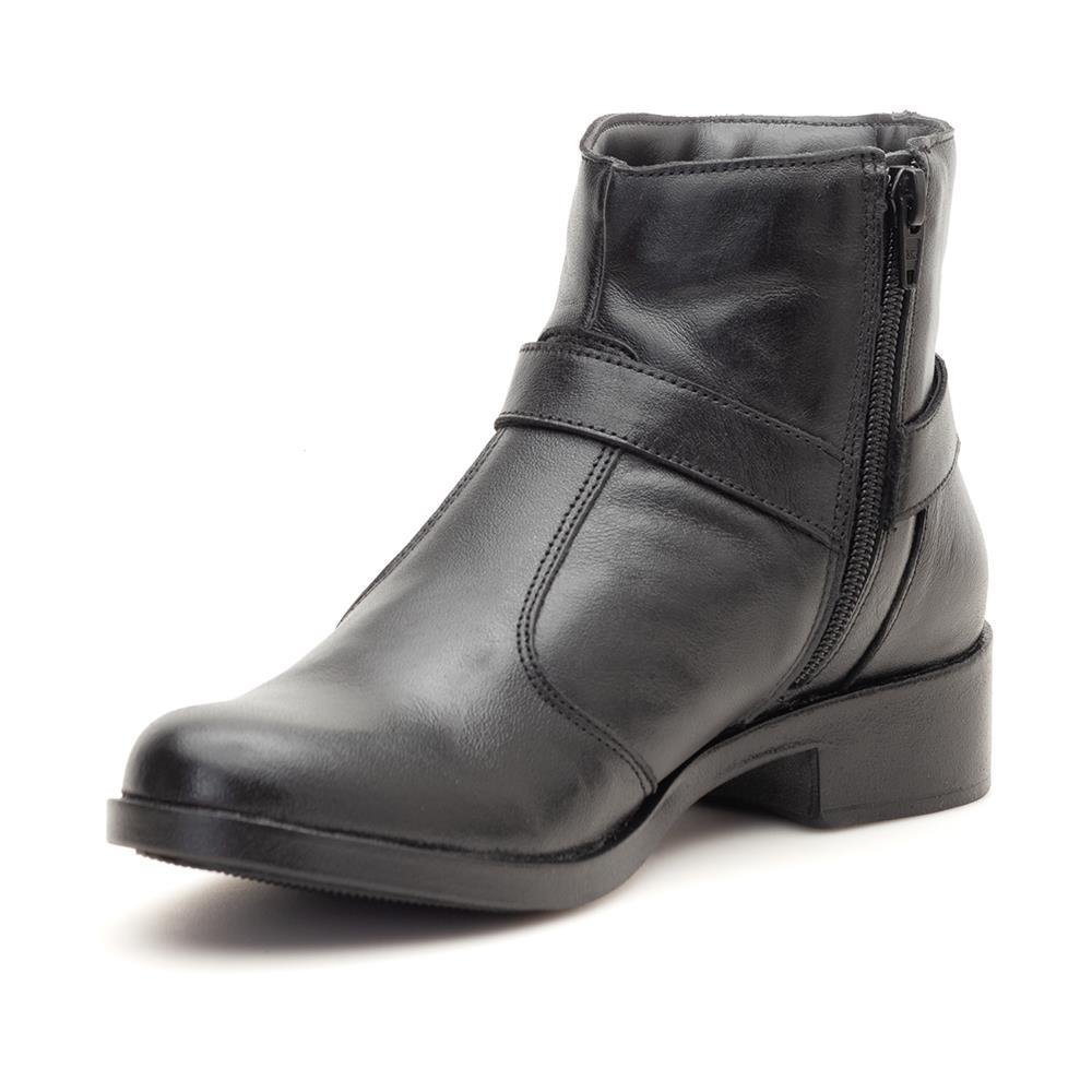 Bota Feminina Cano Curto Bico Redondo Zíper Lateral Casual Preto 5