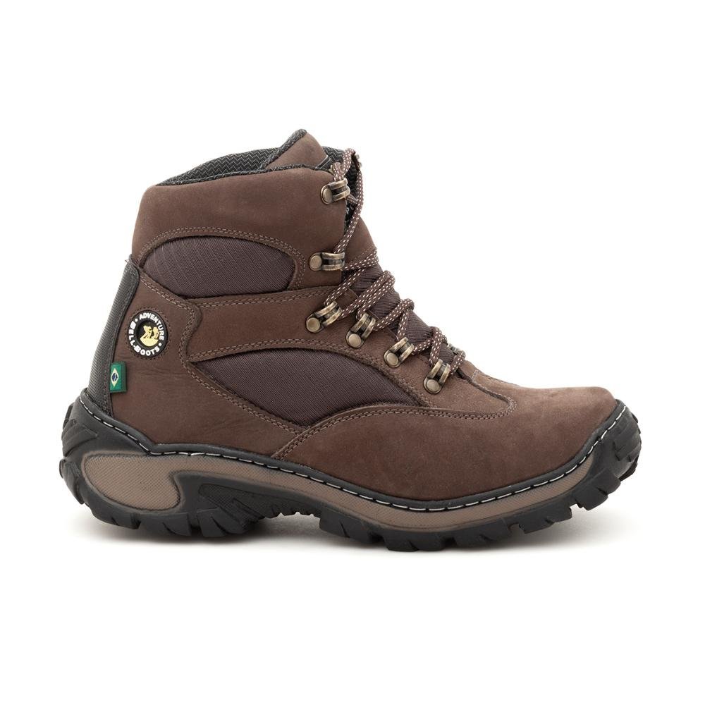Coturno Masculino Adventure Couro Cano Médio Acolchoado Marrom 2