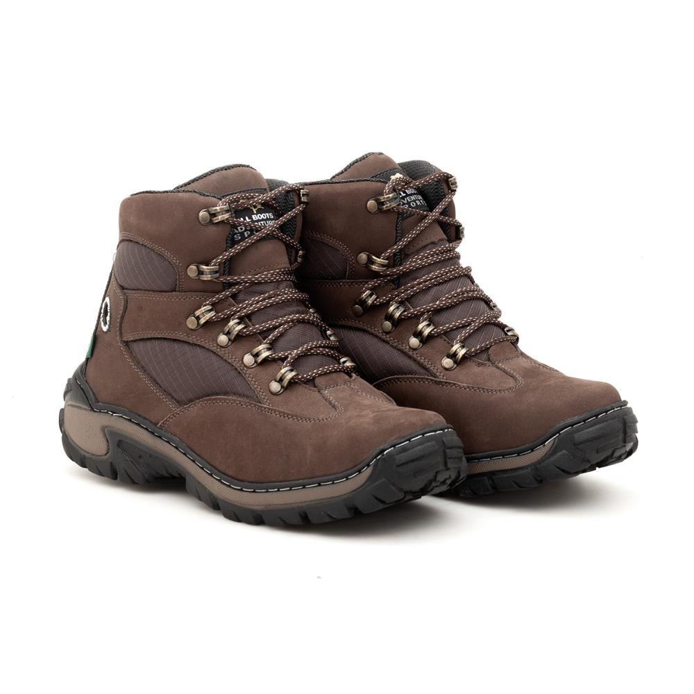 Coturno Masculino Adventure Couro Cano Médio Acolchoado Marrom 3