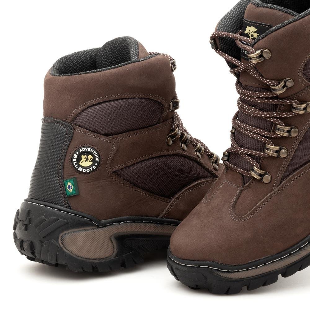 Coturno Masculino Adventure Couro Cano Médio Acolchoado Marrom 5
