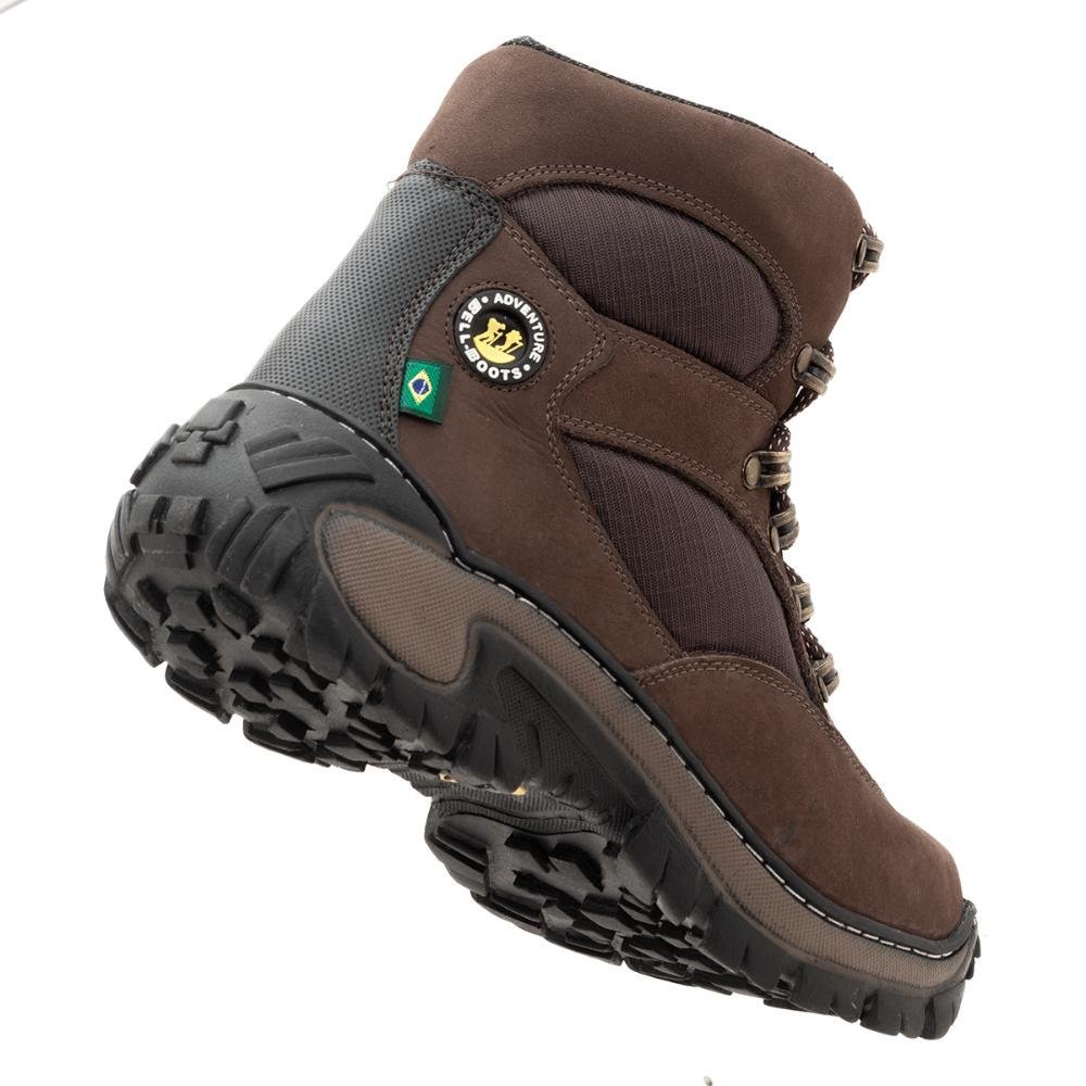 Coturno Masculino Adventure Couro Cano Médio Acolchoado Marrom 6