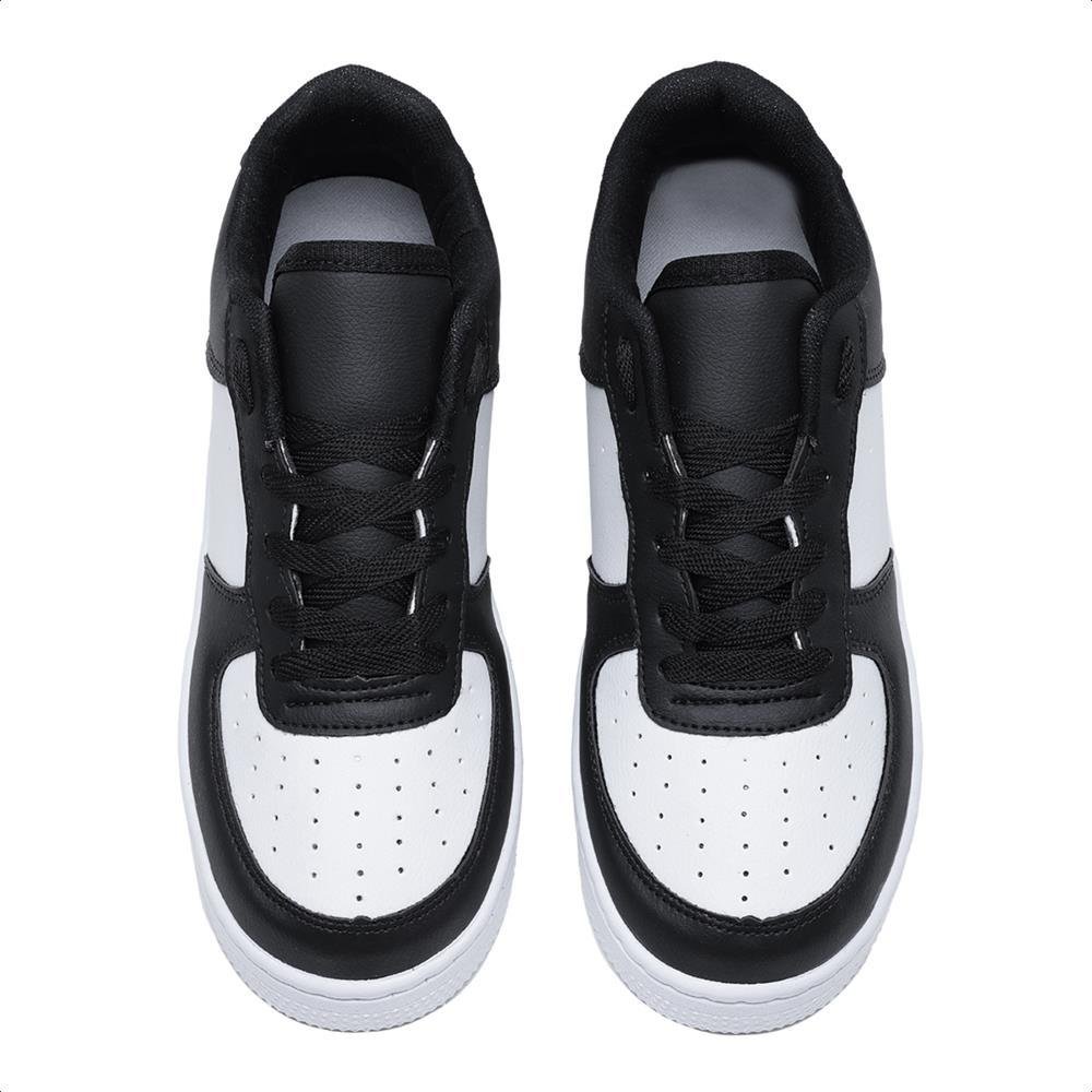 Tênis Feminino Sneakers Flatform Cadarço Dia a Dia Casual Preto/Branco 3