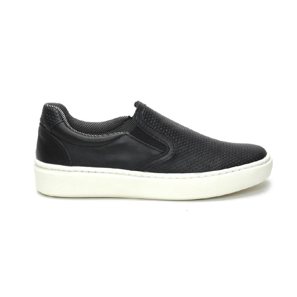 Tênis Masculino Casual Slip On Couro Conforto Dia a Dia