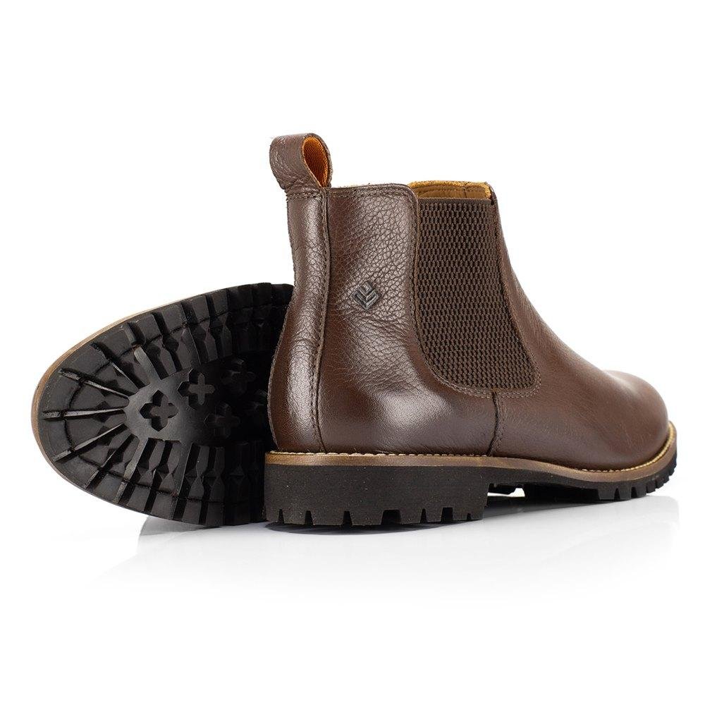 Bota Chelsea Feminina Couro Cano Baixo Moderna Confortável Marrom 2