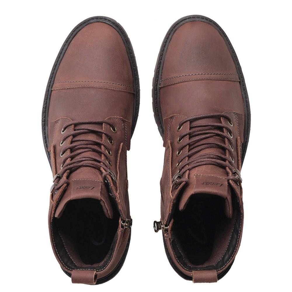 Coturno Masculino Couro Confortável Moderno Casual Marrom 4