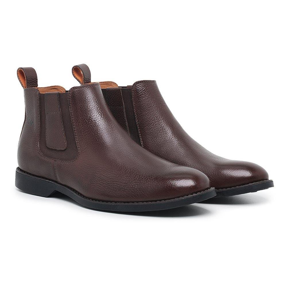Bota Chelsea Masculina Couro Cano Baixo Confortável Moderna Marrom 2