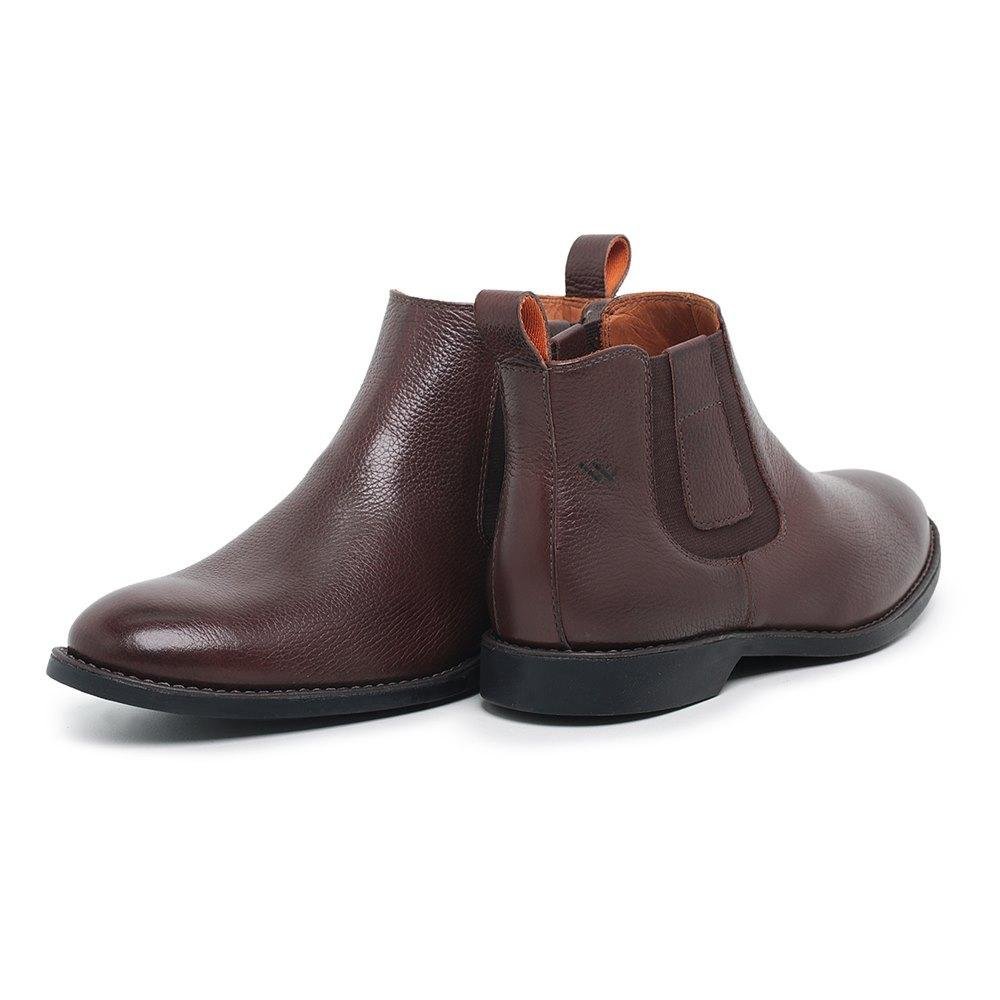 Bota Chelsea Masculina Couro Cano Baixo Confortável Moderna Marrom 3