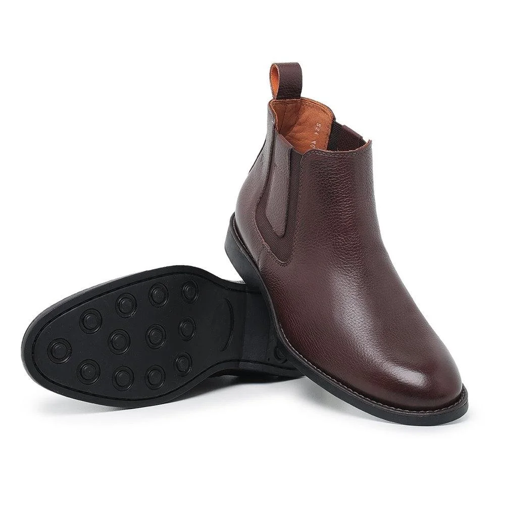 Bota Chelsea Masculina Couro Cano Baixo Confortável Moderna Marrom 4