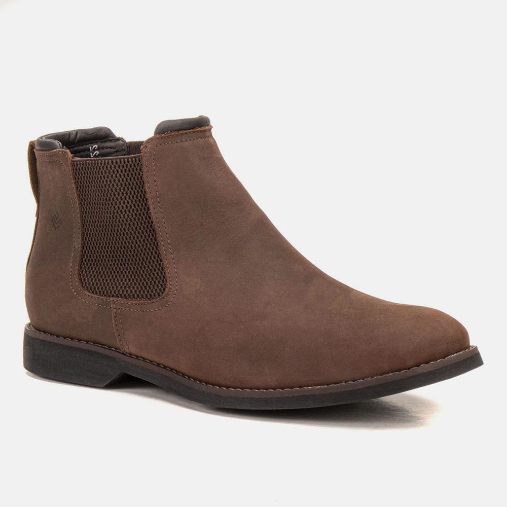 Bota Chelsea Masculina Couro Confortável Cano Baixo Moderna Marrom Claro 1