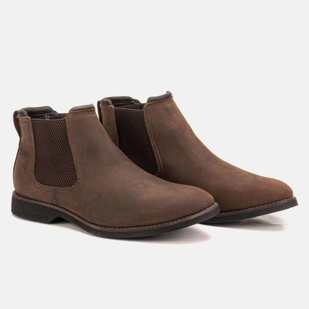 Bota Chelsea Masculina Couro Confortável Cano Baixo Moderna Marrom Claro 2
