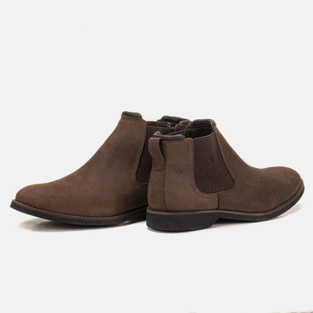Bota Chelsea Masculina Couro Confortável Cano Baixo Moderna Marrom Claro 3