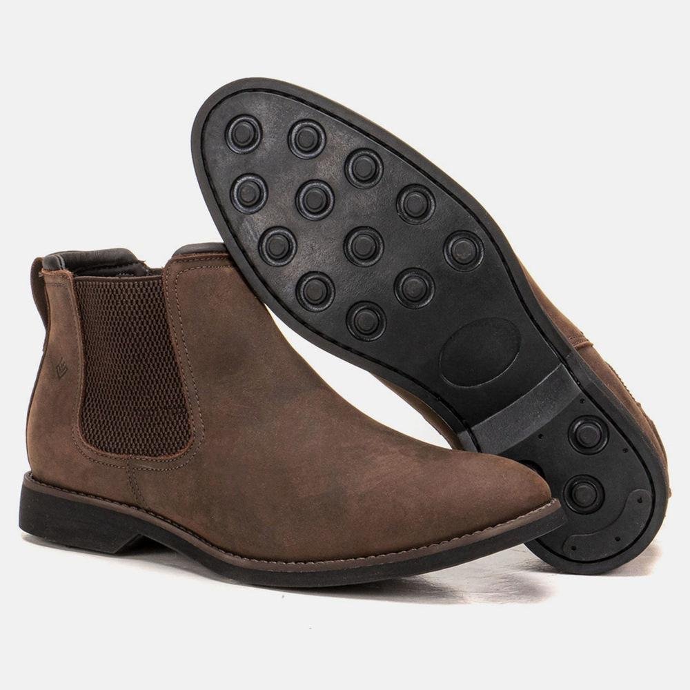 Bota Chelsea Masculina Couro Confortável Cano Baixo Moderna Marrom Claro 4