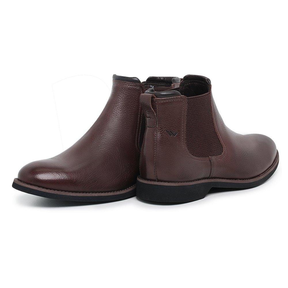 Bota Chelsea Masculina Couro Moderna Cano Baixo Confortável Marrom Escuro 3