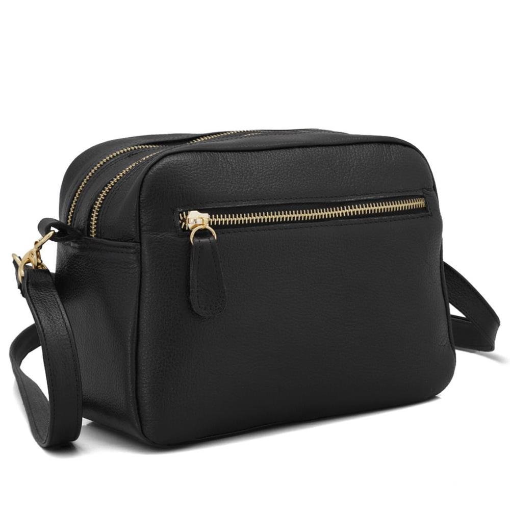Bolsa Baú Feminina Alça Ajustável Transversal Zíper Casual Preto 2