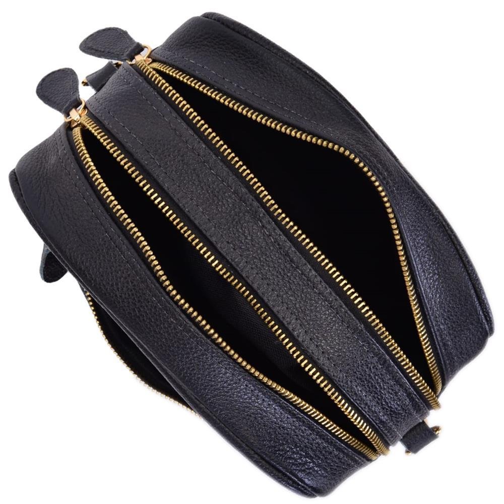 Bolsa Baú Feminina Alça Ajustável Transversal Zíper Casual Preto 4